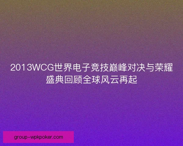 2013WCG世界电子竞技巅峰对决与荣耀盛典回顾全球风云再起