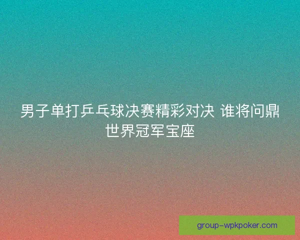男子单打乒乓球决赛精彩对决 谁将问鼎世界冠军宝座